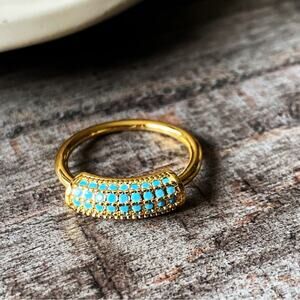 NEW Gold Plated Turquoise Crystal Ring